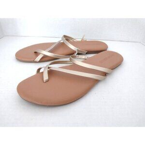 Cynthia Rowley Celina Flip Flops Size 10 Gold Thin Sandals Slip On Strappy NEW